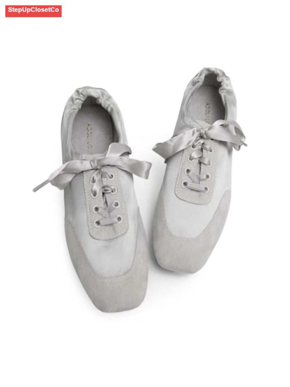 Women's Square Toe Ballet Lace Up Flats Satin Faux Suede Cushioned Slip